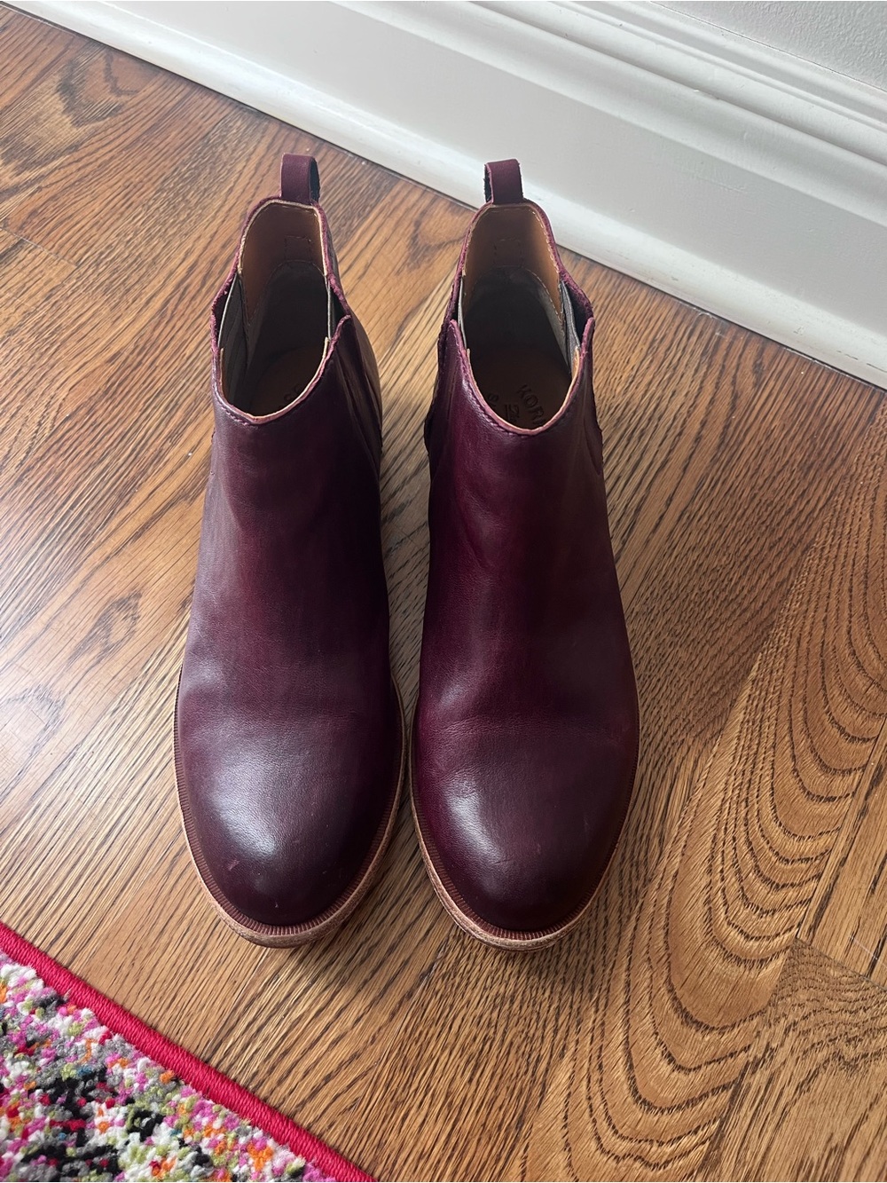 Kork-Ease Women's Burgundy Leather Velma Ankle Boots